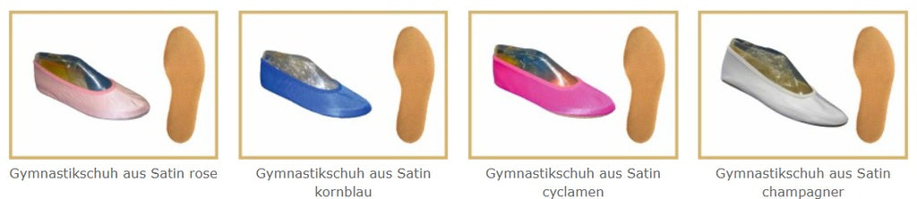IWA Satin Gymnastikschuhe LEDER oder Gummisohle farbig